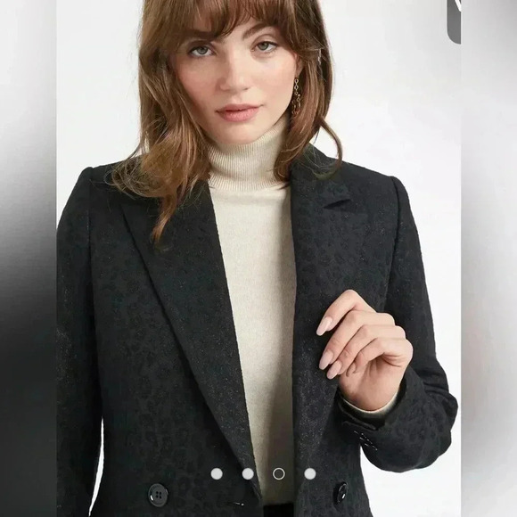 & OTHER STORIES Metallic Leopard Double Breasted Blazer - Size US 2 - Picture 4 of 9